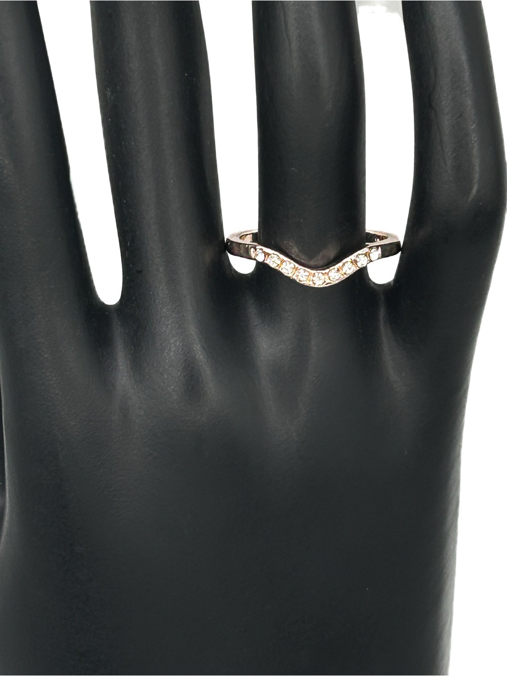 Rose Gold Chevron Stacking Ring, S925 Sterling Silver Wishbone Band, CZ
